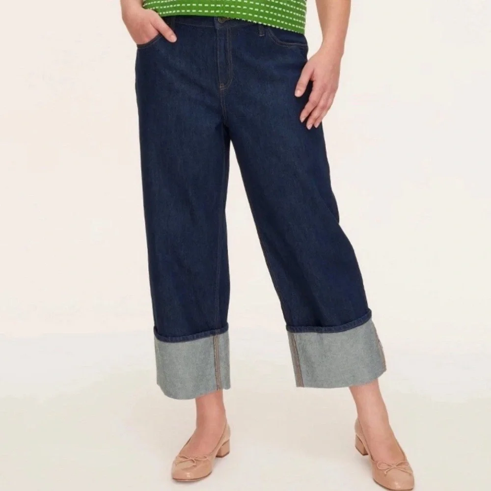 Kate Spade New York for Target High Rise Straight Leg Wide Cuff Denim Jeans sz 0